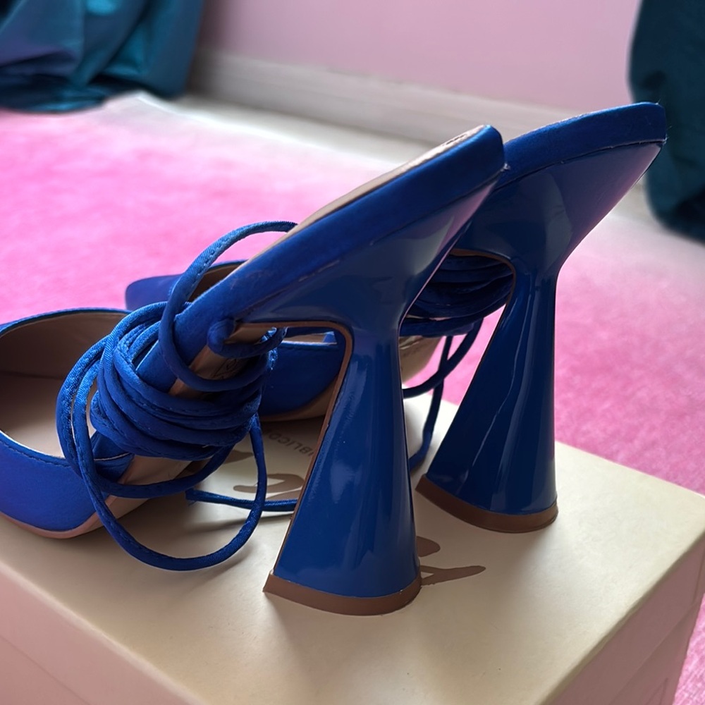 Nasty Gal Blue Lace-Up Heels - Picture 3 of 6